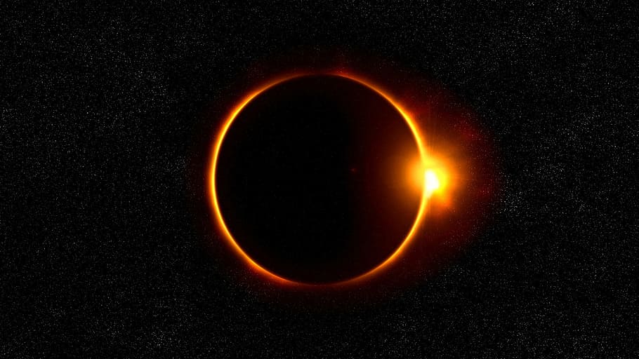 full moon, solar eclipse, sun, flare, fire - Natural Phenomenon HD wallpaper