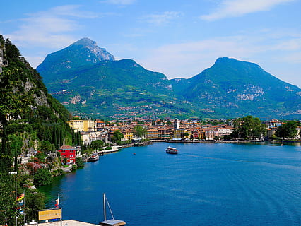 lake, garda, riva, torbole, italy, nature, bank, lake view HD wallpaper