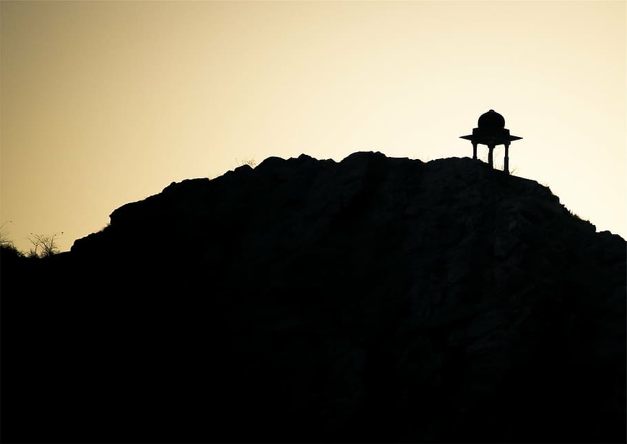 silhouette photograph of mountain, photography, dusk, sunset HD wallpaper