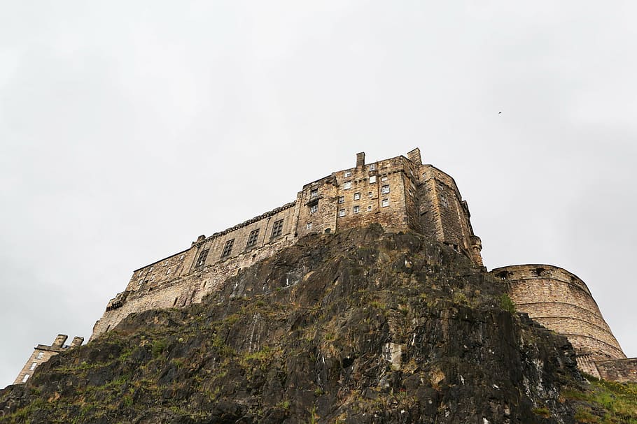 brown concrete hall on rock formation, gray, wall, castle, building HD wallpaper