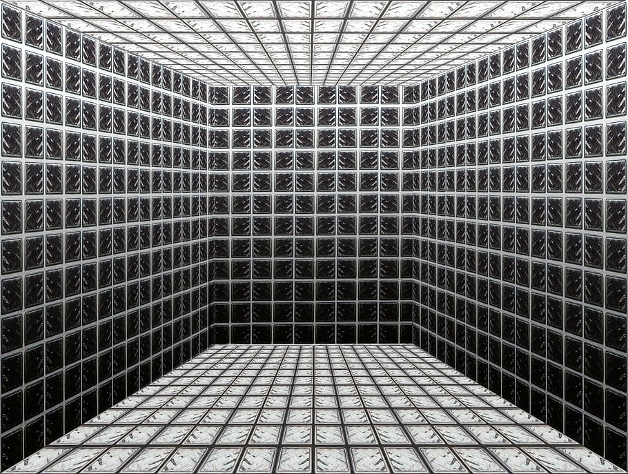 gray painted room, Space, Glass Blocks, Background, abstract HD wallpaper