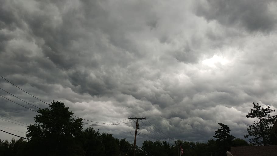 clouds, nature, weather, cloud - sky, tree, storm, plant, technology HD wallpaper