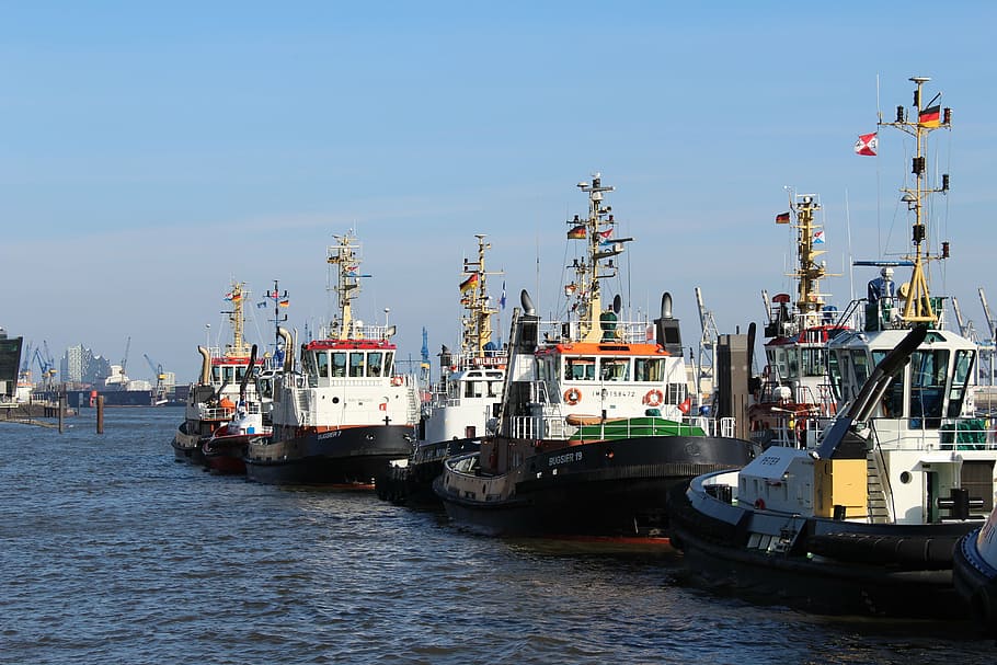 hamburg, port, boot, nautical vessel, transportation, water HD wallpaper