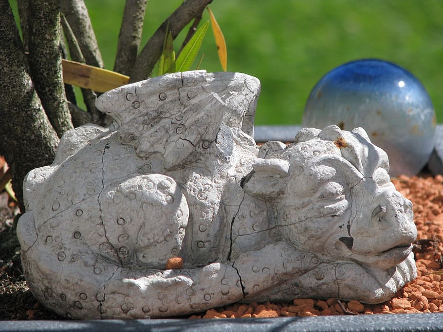 dragon, stone, mythical creatures, deco, figure, decorative HD wallpaper