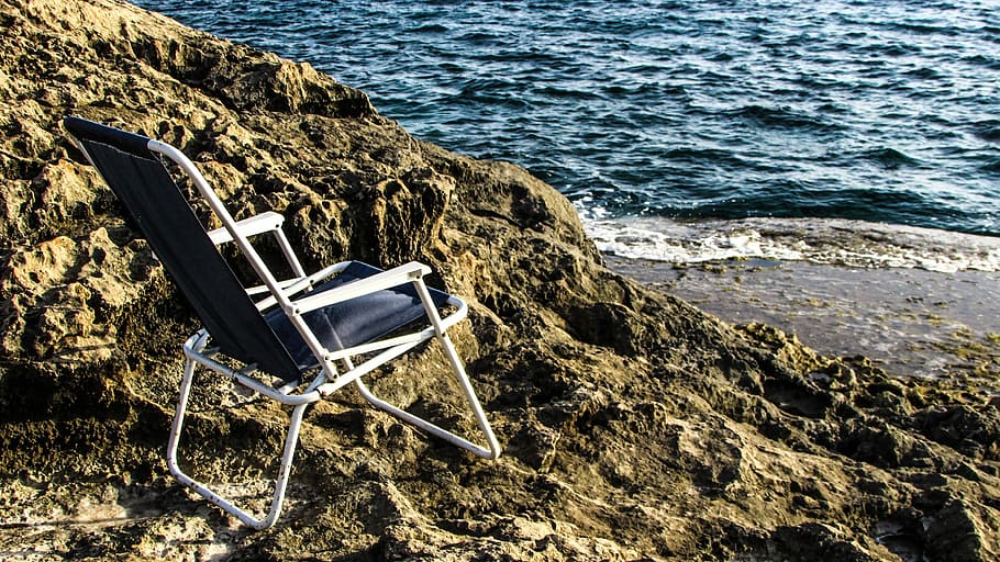 Chaise Longue, Chair, Rock, rocky coast, tourism, leisure, nature, HD wallpaper