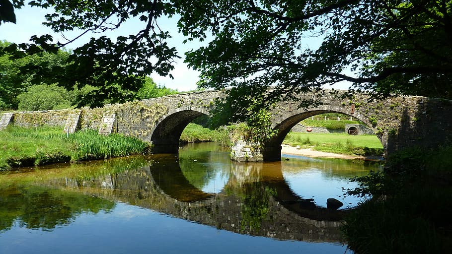 england, bridge, old, river, nature, reflection, tree, water HD wallpaper