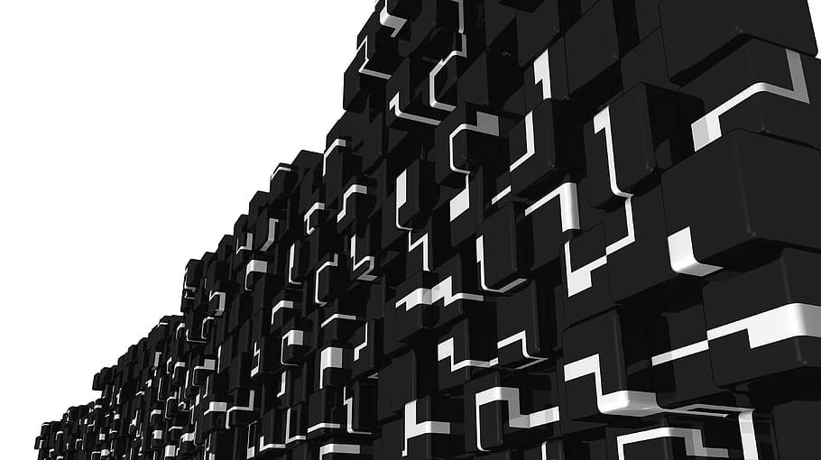 black and white 3D graphic, Wallpaper, Background, black and white background