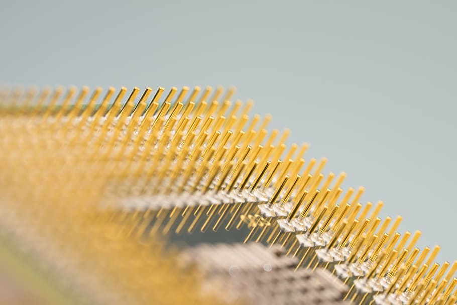 cpu, processor, macro, pen, pin, computer, electronics, data processing HD wallpaper