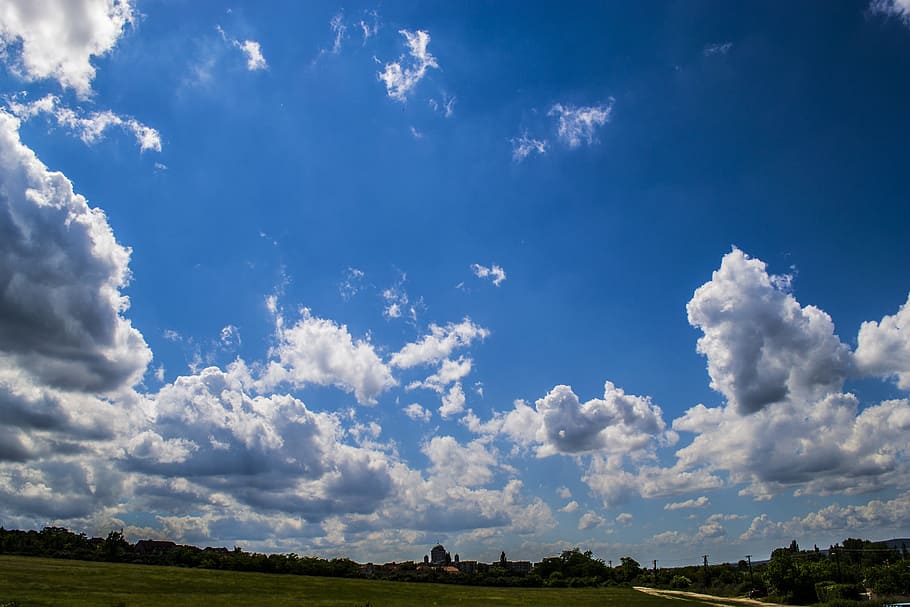 white clouds and blue skies, basilica, january, sky, blue sky HD wallpaper