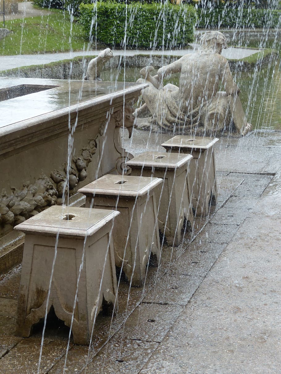 Lords, Table, Chairs, Water, Inject, lords table, hellbrunn HD wallpaper
