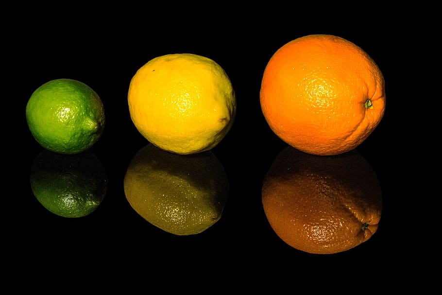 lime, orange, lemon, fruit, reflection, healthy eating, food HD wallpaper