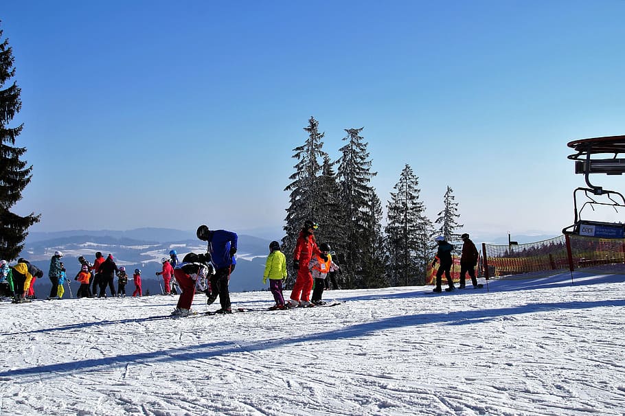 ski areal, skiing area, winter, snow, skiers, the ski slope, HD wallpaper