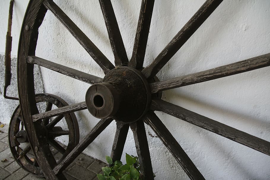 wheels, wood, calash, no people, pattern, wagon wheel, shape HD wallpaper