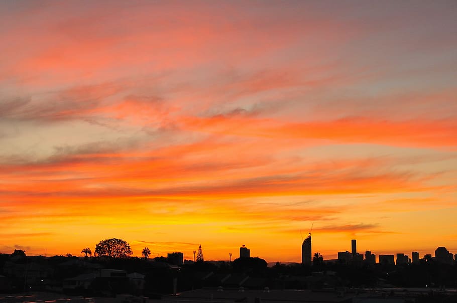 sunset, coorparoo, brisbane, sky, architecture, building exterior HD wallpaper