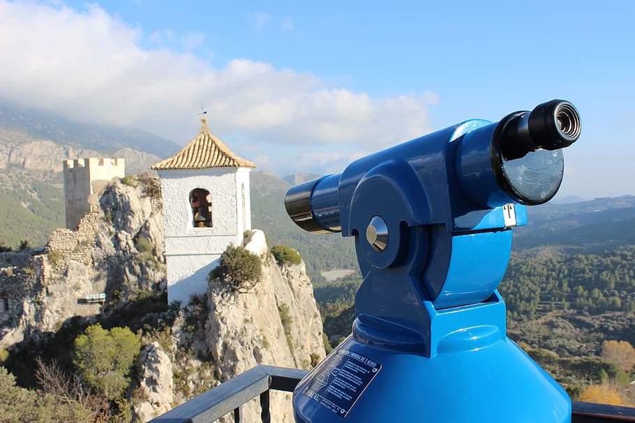 mountain, telescope, viewpoint, nature, landscape, holiday HD wallpaper