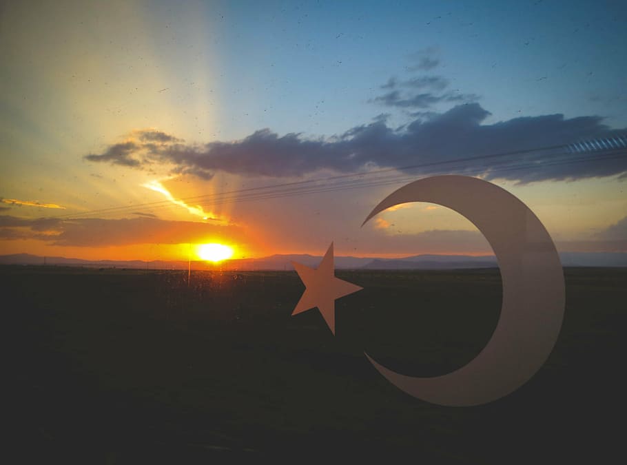 Turkey flag at sunset, clear, glass, logo, sky, train, window HD wallpaper