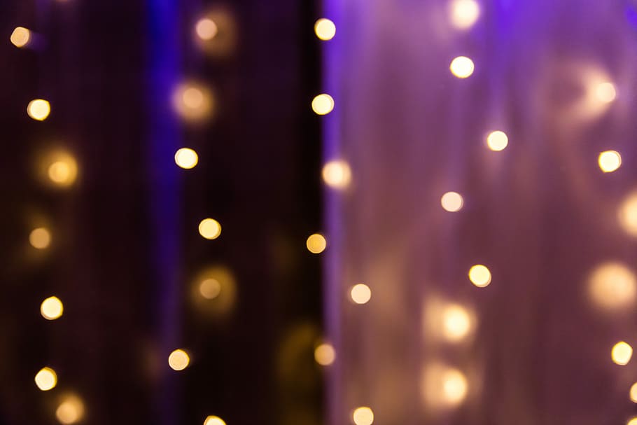 bokeh photography of white string lights, bokeh photography of yellow lights