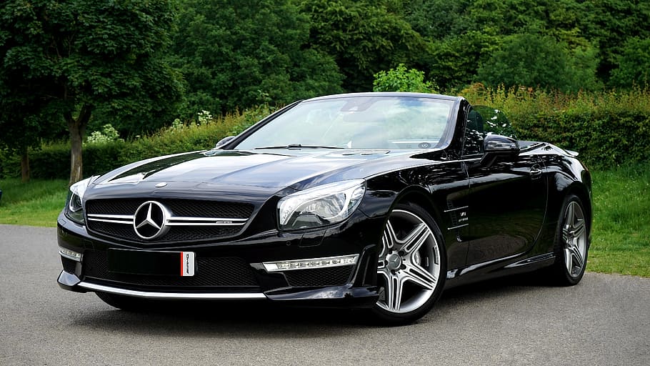 black Mercedes-Benz converitble, Car, Auto, Transport, automotive, HD wallpaper