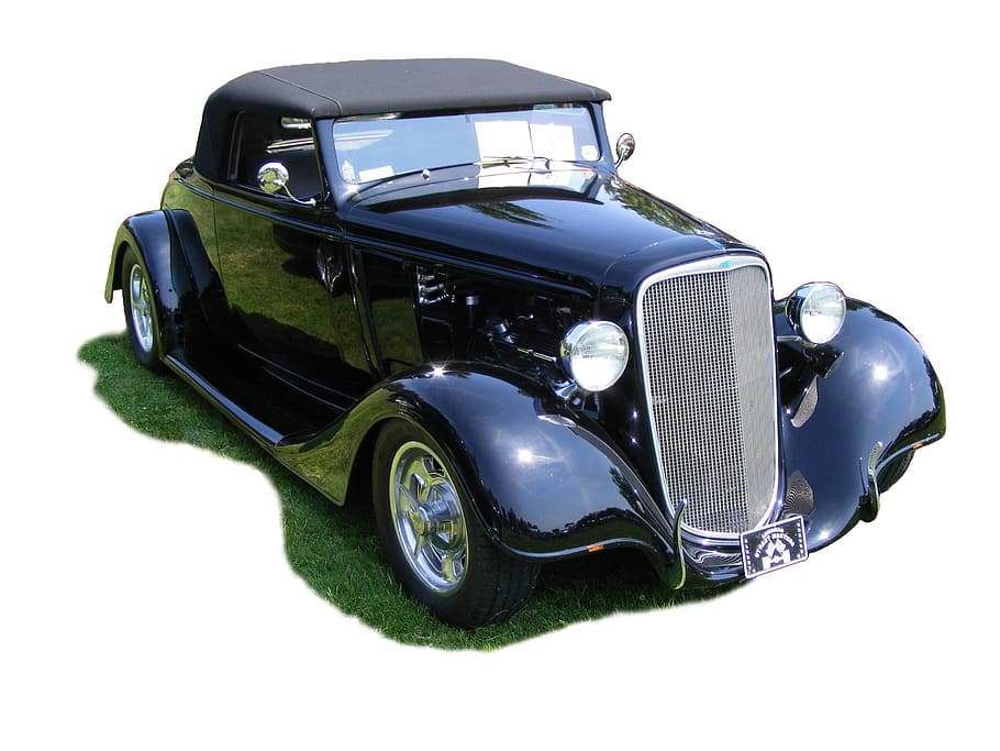 car, oldtimer, chevrolet, cabriolet, convertible, 1934, black HD wallpaper