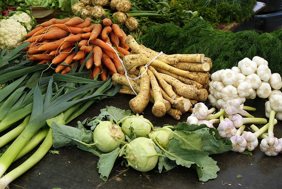 Bazaar, Booth, Shop, Turnip, parsley root, carrot, celery, leek, HD wallpaper