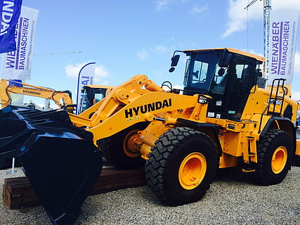 hyundai, construction machine, wheel loader, excavators, construction vehicle HD wallpaper