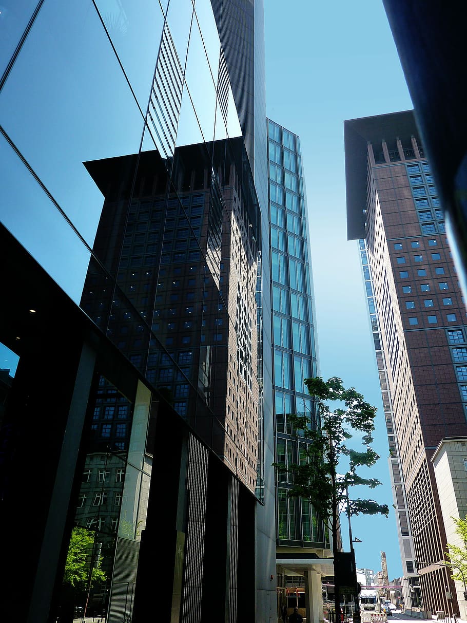 Skyscraper, Reflection, Building, Facade, architecture, glass HD wallpaper