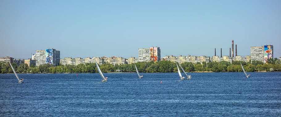 dnieper, water yachts, architecture, city, building exterior HD wallpaper