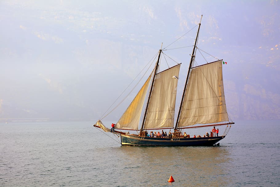sailing ship, lake, garda, sails, boat, italy, nautical vessel HD wallpaper