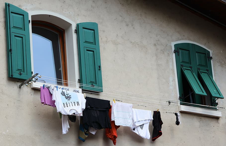 laundry, hang, hang laundry, dry laundry, garments, backyard HD wallpaper