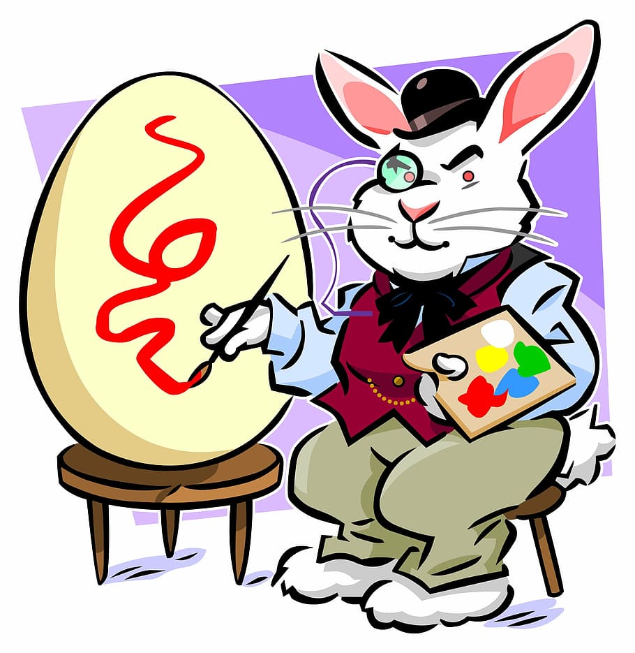 bunny, easter, artist, spring, cartoon, colorful, ears, rabbit HD wallpaper