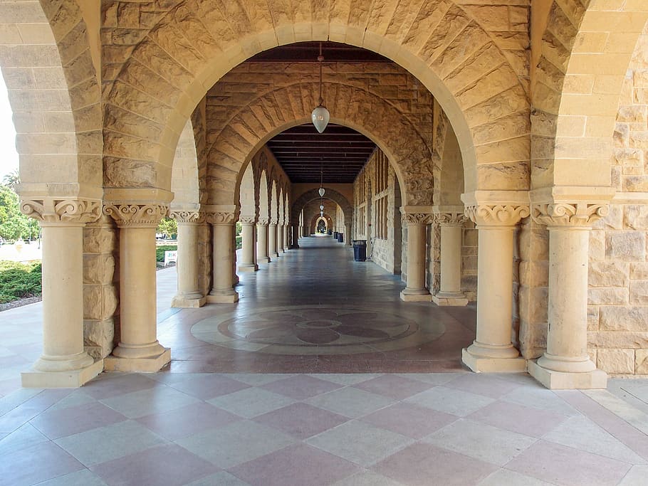 empty hallway, Stanford, Palo Alto, College, Usa, california, HD wallpaper