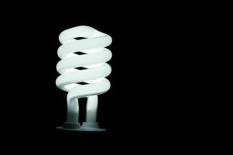 white spiral light bulb, energy, bright, electricity, glass, glow, HD wallpaper