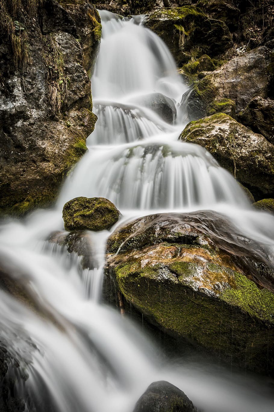 timelapse photography of waterfalls, bach, river, nature, flow HD wallpaper
