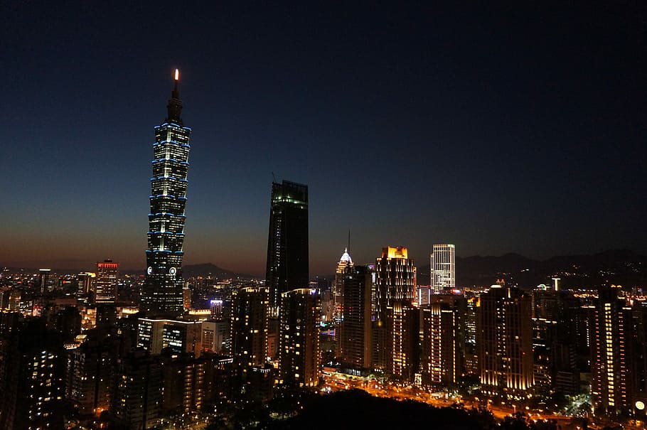 taipei101, time lapse photography of buildings, night, tower HD wallpaper