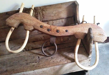 brown wooden yolk on bench, yoke, animals, team, control, oxen HD wallpaper