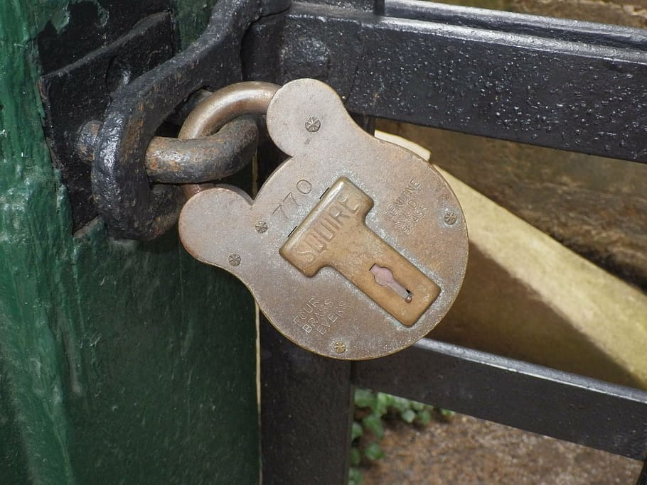 lock, padlock, security, closed, entry, metal, door, old, close-up HD wallpaper