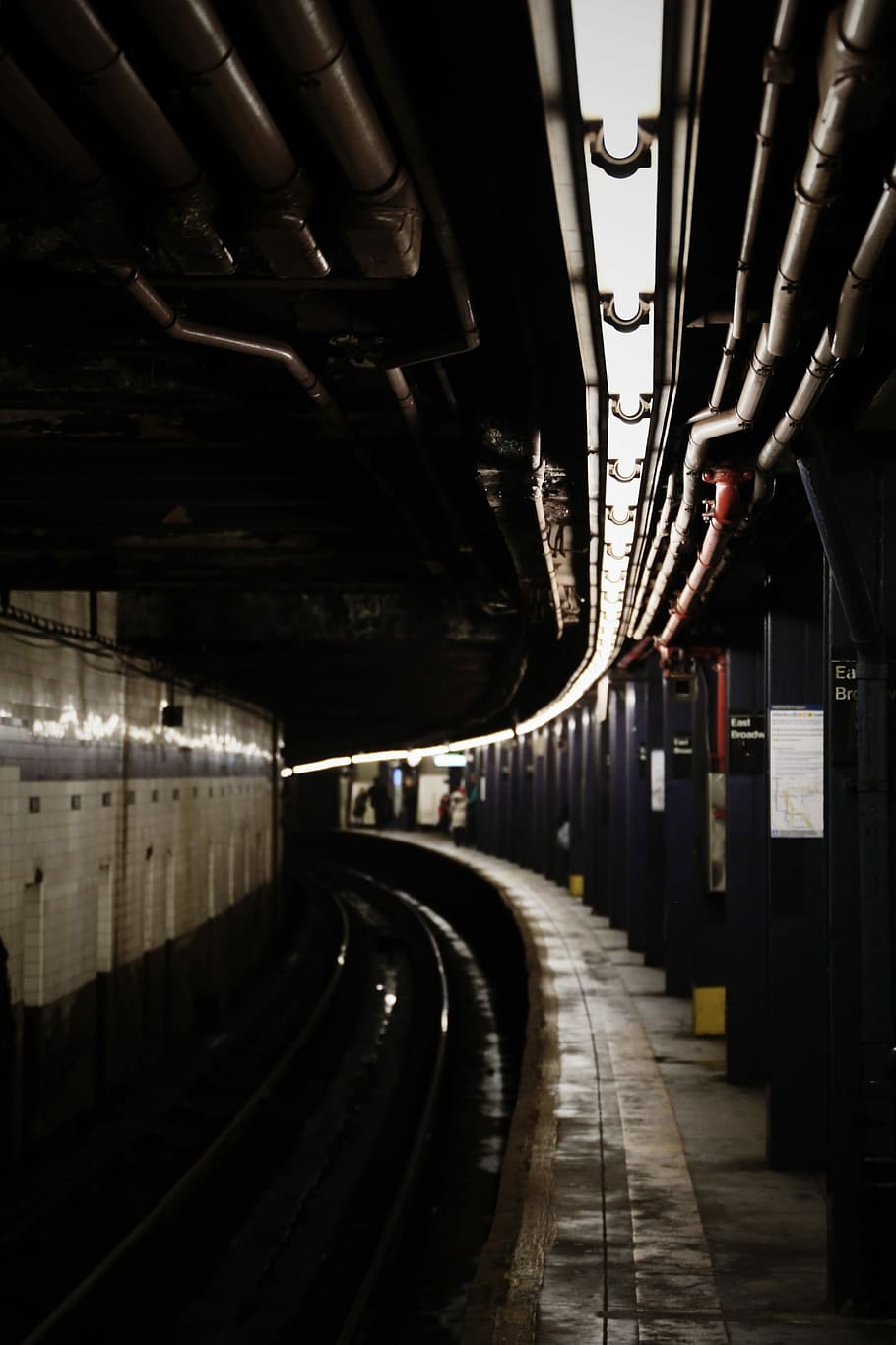 underground train station, people standing beside train railway HD wallpaper