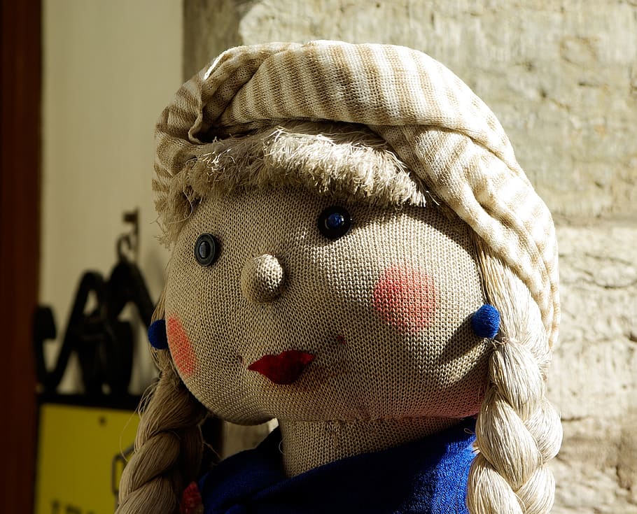 doll, cloth, knitting, crafts, close-up, focus on foreground HD wallpaper