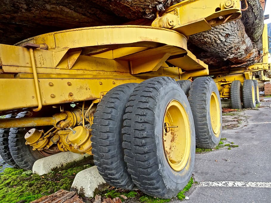 wheels, log truck, transport, trailer, wood, vehicle, logging, HD wallpaper