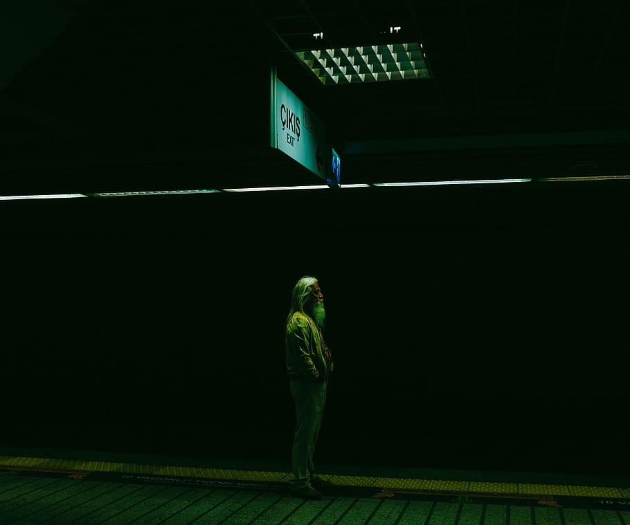 dark, people, old, man, standing, alone, one person, full length HD wallpaper