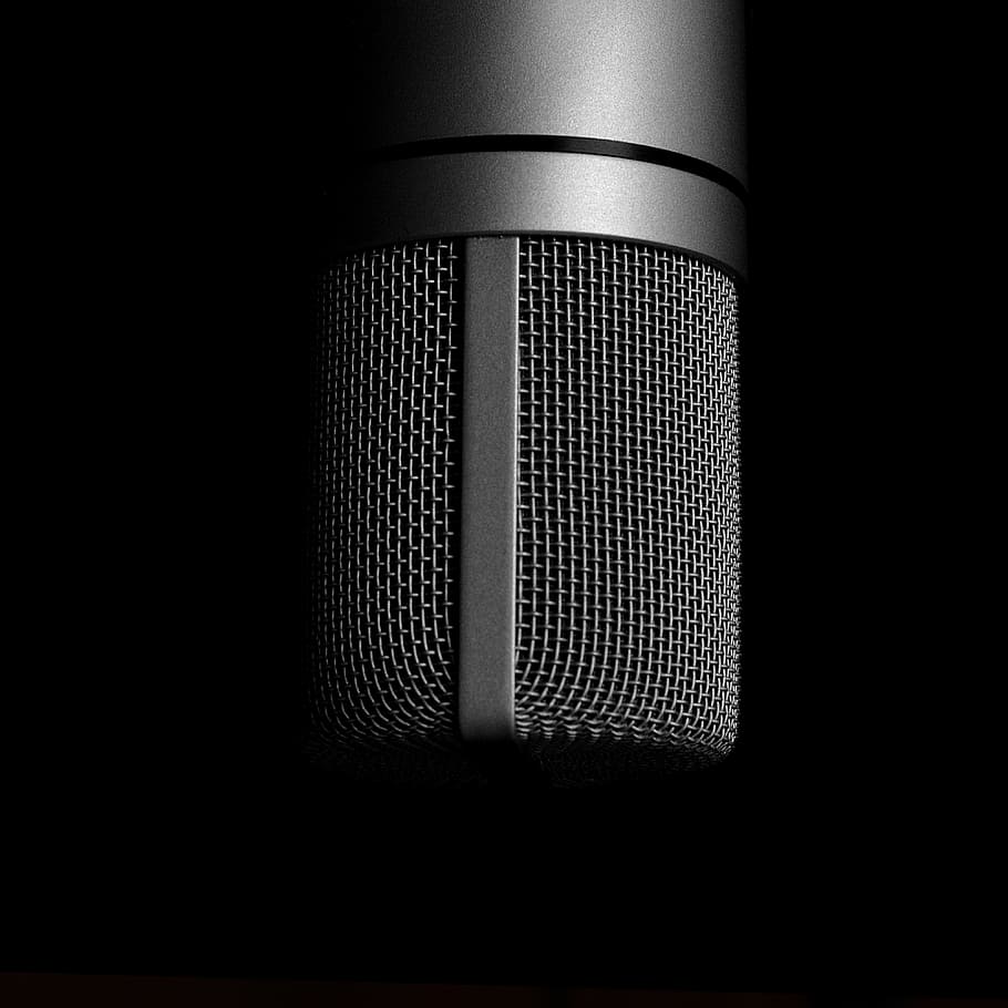 closeup photo of gray condenser microphone, music, i am a student, HD wallpaper