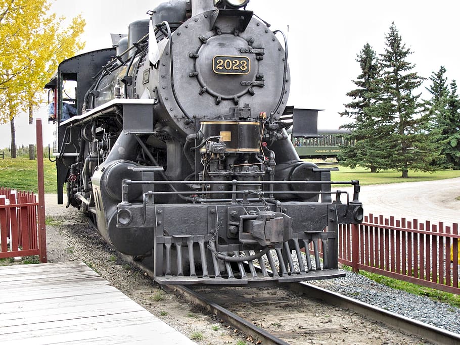 old train engine, museum, canada, outdoor, rail transportation HD wallpaper