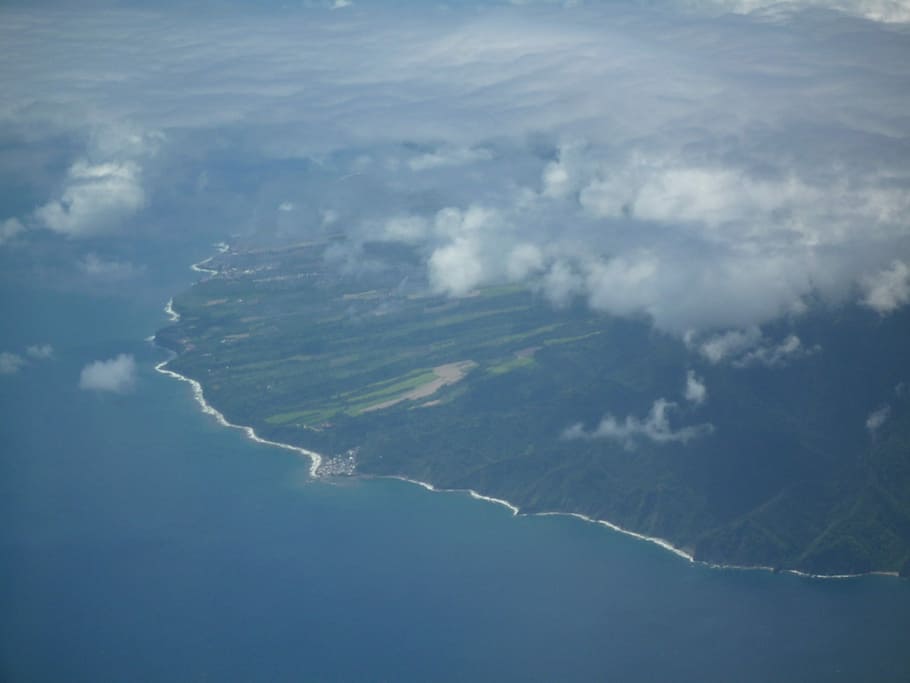 Marie Galante, Plane, View, Caribbean Sea, plane view, cloud - sky