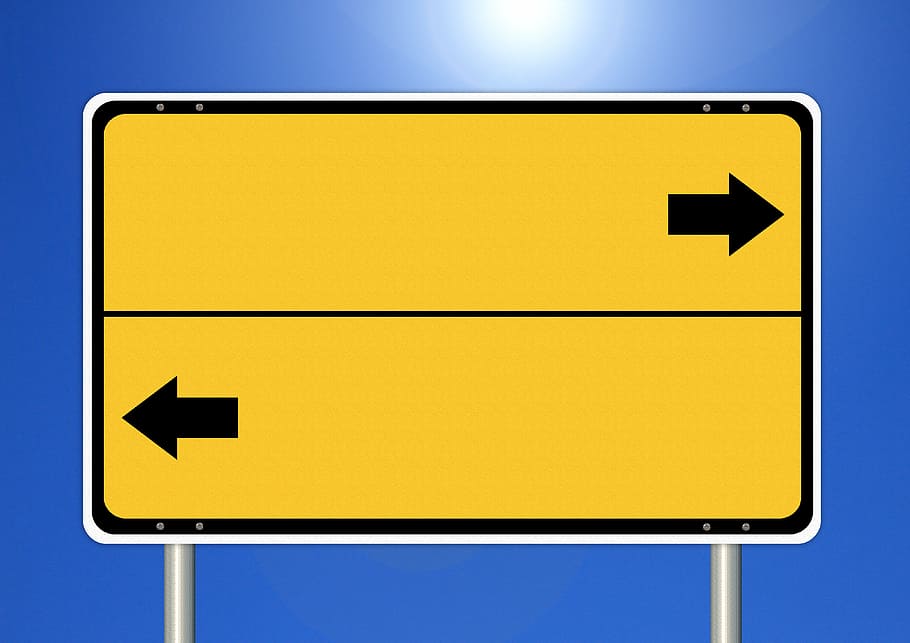 yellow road sign, shield, directory, right, next, direction, note, HD wallpaper