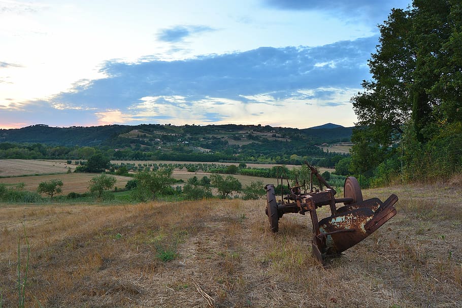 campaign, fields, hills, plow, rust, agriculture, landscape HD wallpaper