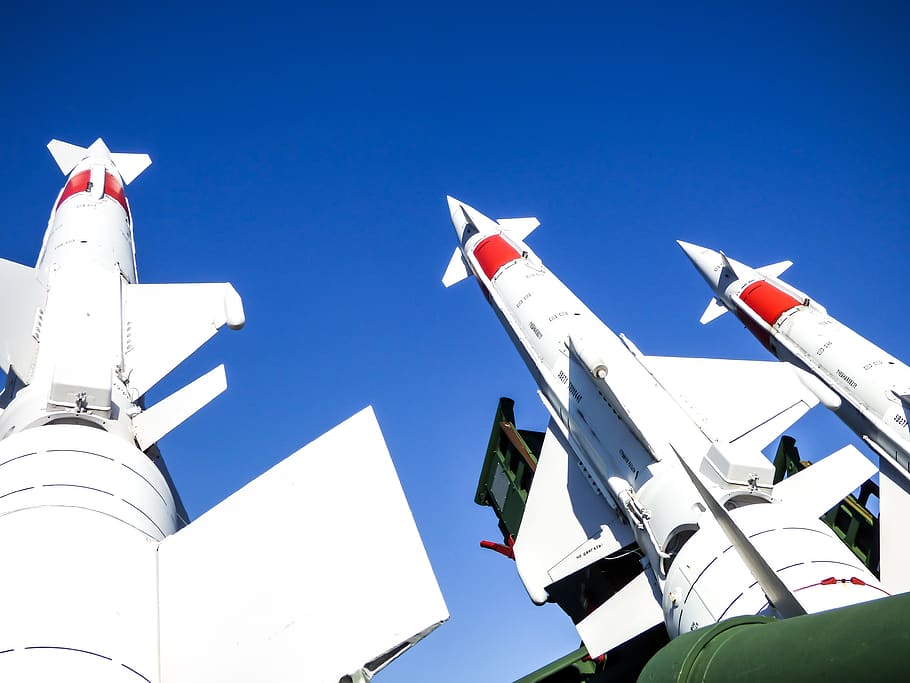 rocket, weapon, air, military, sky, launch, nature, white color HD wallpaper