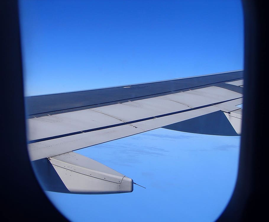 sky, plane, clouds, morning, airplane, machine, blue, air vehicle HD wallpaper