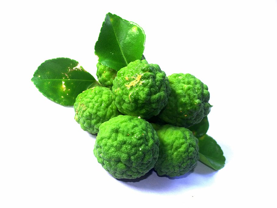 green vegetables, bergamot, fruit, leaf, isolated, thailand HD wallpaper