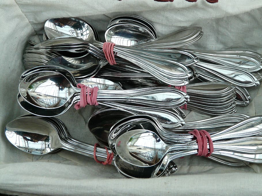 spoon, cutlery, silver, chrome, teaspoon, indoors, metal, still life HD wallpaper