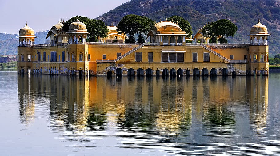 water palace, rajasthan, india, lake, architecture, building, HD wallpaper